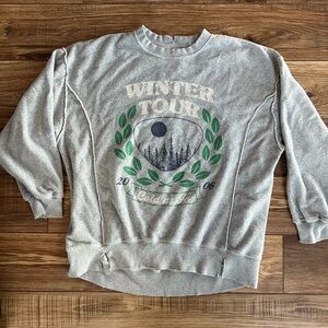 Aerie oversized distressed Crewneck Sweater - Winter Tour Design